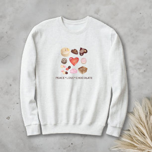 Niedlich Chic Frieden Liebe Schokolade Herz Sweatshirt