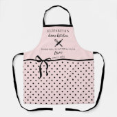 Niedlich Chic Girly Blush Pink und Black Polka Dot Schürze (Vorderseite)
