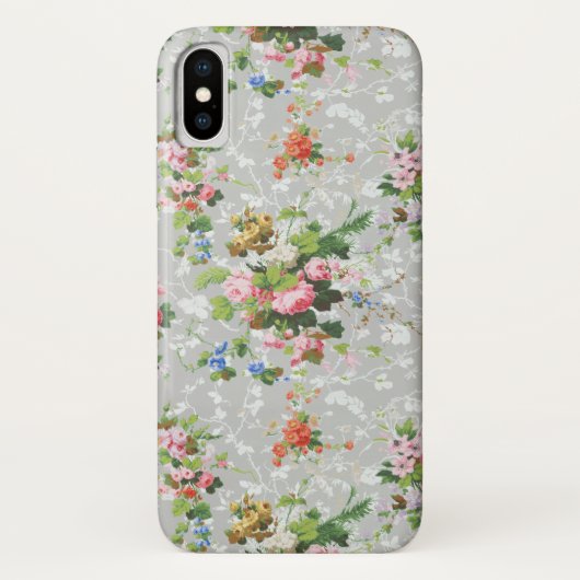Niedlich Chic Girly floral-grau Hintergrund Case-Mate iPhone Hülle (Rückseite)