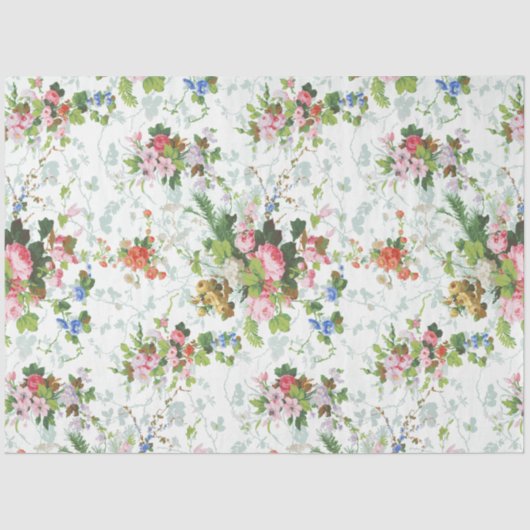 Niedlich Chic Girly Floral-White Hintergrund Seidenpapier (Vorderseite)