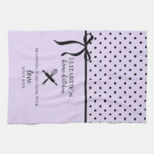Niedlich Chic Girly Light Lilac und Black Polka Do Geschirrtuch (Horizontal)