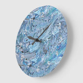 Niedlich Chic Lila Blue Imitats Sea Muschel Muster Große Wanduhr (Winkel)