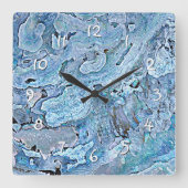 Niedlich Chic Lila Blue Imitats Sea Muschel Muster Quadratische Wanduhr (Vorderseite)