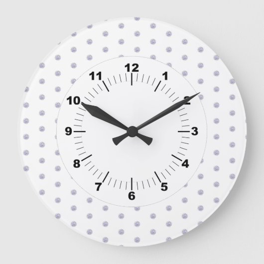 Niedlich Chic Muster Blume Lavendel Polka Dot Große Wanduhr (Vorderseite)