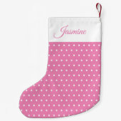 Niedlich Chic Name Pink und White Polka Dot Kleiner Weihnachtsstrumpf (Rückseite)