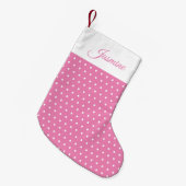Niedlich Chic Name Pink und White Polka Dot Kleiner Weihnachtsstrumpf (Vorderansicht (hängend))