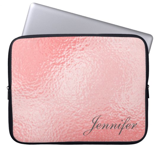 Niedlich-chic PINK bedruckt glänzend PERSONALISIER Laptopschutzhülle (Vorderseite)