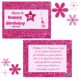 Niedlich Chic Pink Glitzer Cheers 21 Happy Birthda Postkarte
