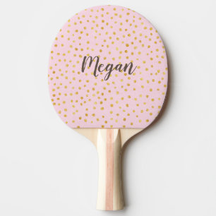 Niedlich Chic Pink Gold Polka Dot Muster Personali Tischtennis Schläger