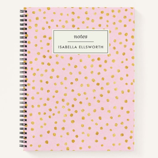 Niedlich Chic Pink Gold Polka Dot Personalisiert Notizblock (Vorderseite)