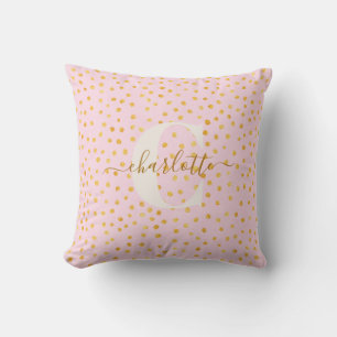 Niedlich Chic Pink Gold Polka Dots Personalisierte Kissen