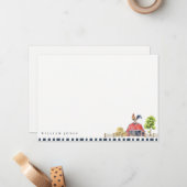 Niedlich Chic Rustic Red Barn Rooster Farm Wasserf Mitteilungskarte (Vorderseite/Rückseite Beispiel)