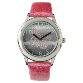 Niedlich Chic Silver Pink Butterfly Name Armbanduhr