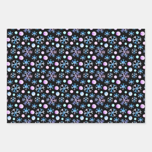 Niedlich Chic Snowflake Wasserfarben Weihnachten Geschenkpapier Set (Vorderseite 3)