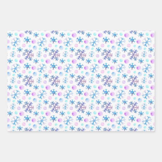 Niedlich Chic Snowflake Wasserfarben Weihnachten Geschenkpapier Set (Vorderseite 2)