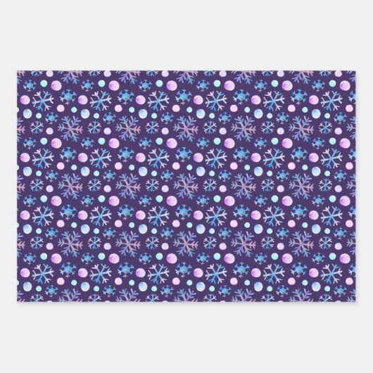 Niedlich Chic Snowflake Wasserfarben Weihnachten Geschenkpapier Set (Vorderseite)