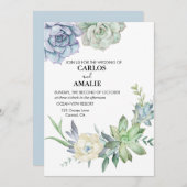 Niedlich Chic Succulents Blue Green Einladung (Vorne/Hinten)