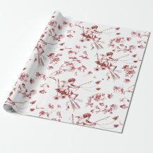 Niedlich Chic Vintag Cupid Angel Red Floral Toile