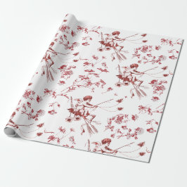 Niedlich Chic Vintag Cupid Angel Red Floral Toile Geschenkpapier