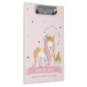 Niedlich Chic Whimsical Magical Unicorn Rosa Prinz Klemmbrett (Rechts)