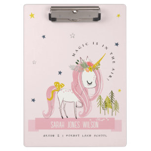 Niedlich Chic Whimsical Magical Unicorn Rosa Prinz Klemmbrett