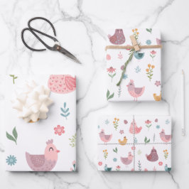 Niedlich Chick Birthday Geschenkpapier Set