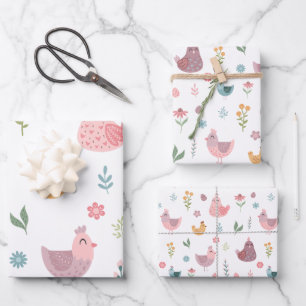 Niedlich Chick Birthday Geschenkpapier Set