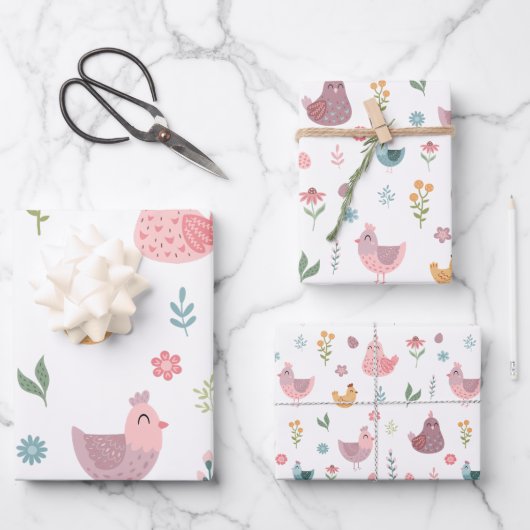 Niedlich Chick Birthday Geschenkpapier Set (Vorderseite)