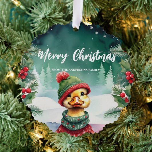 Niedlich Chick Duck Weihnachten Weihnachtsfeier Fa Ornament Karte (Insitu (Baum))