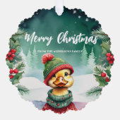 Niedlich Chick Duck Weihnachten Weihnachtsfeier Fa Ornament Karte (Vorderseite)
