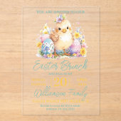 Niedlich Chick Floral Blue Oaster Brunch Acryleinladungen (Vorderseite)