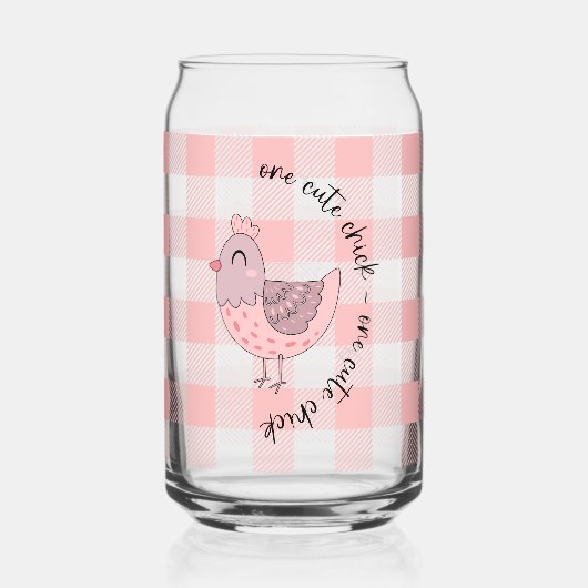 Niedlich Chick Peach Gingham Dosenglas (Vorderseite)