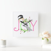 Niedlich Chickadee "Joy" Quadratische Wanduhr (Zuhause)