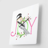 Niedlich Chickadee "Joy" Quadratische Wanduhr (Winkel)