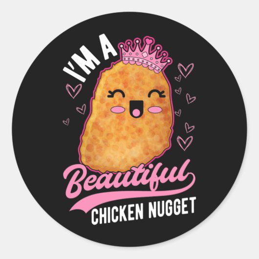Niedlich Chicken Nugget Girl Feinschmecker Queen Runder Aufkleber (Vorderseite)
