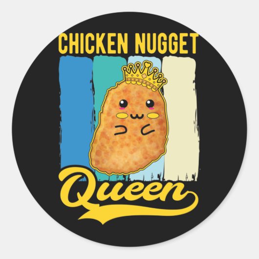 Niedlich Chicken Nugget Queen Feinschmecker Girl Runder Aufkleber (Vorderseite)