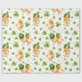 Niedlich Chicks Green Hat Kleeblatt St. Patrick's Geschenkpapier (Flach)