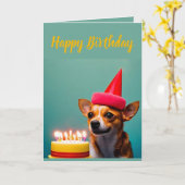 Niedlich Chihuahua Birthday Karte (Gelbe Blume)