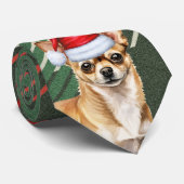 Niedlich Chihuahua Green Red Kariert Weihnachtsfei Krawatte (Gerollt)