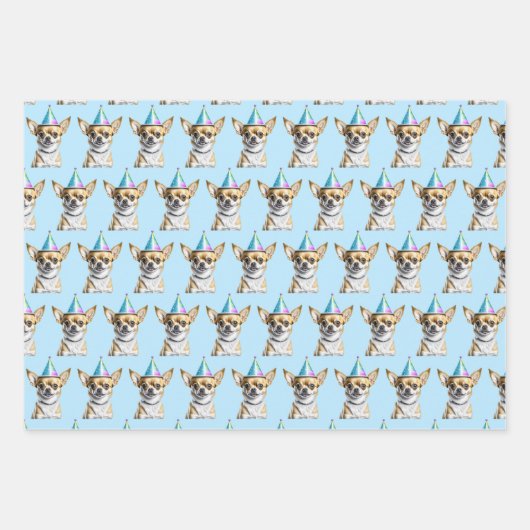 Niedlich Chihuahua in Birthday Hat Geschenkpapier Set (Vorderseite 3)