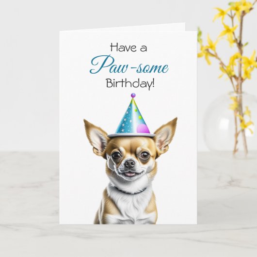 Niedlich Chihuahua Puns Birthday Karte (Gelbe Blume)