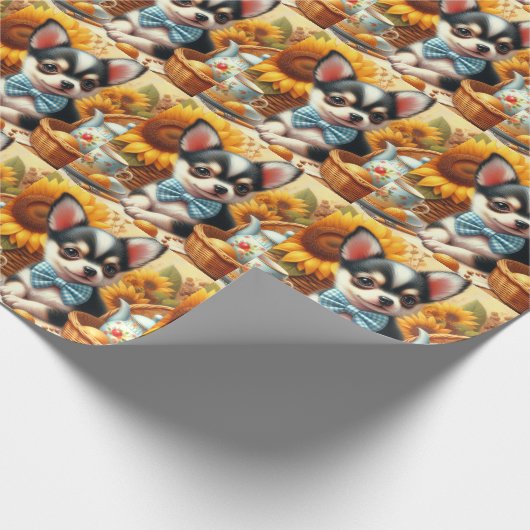 Niedlich Chihuahua Puppy Geschenkpapier (Ecke)