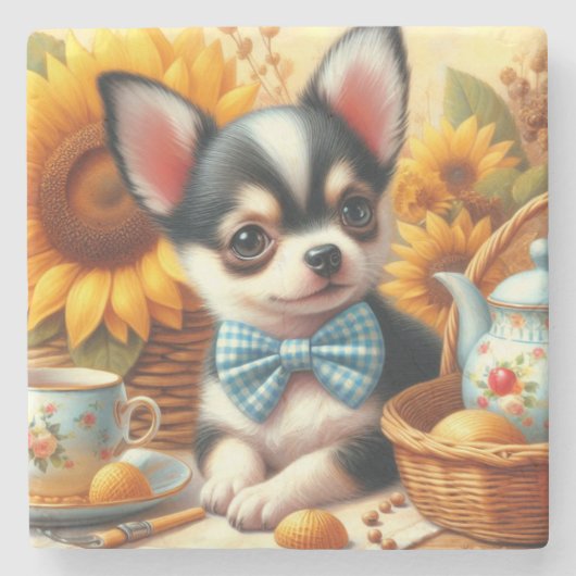 Niedlich Chihuahua Puppy Steinuntersetzer (Vorderseite)