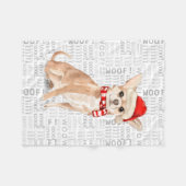 Niedlich Chihuahua Santa Dog Weihnachten Fleecedecke (Vorderseite (Horizontal))