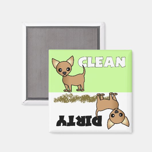 Niedlich Chihuahua Sauberkeit / Geschirrspülmaschi Magnet (Vorderseite/Rückseite)