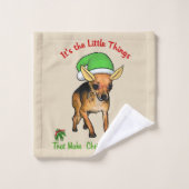 Niedlich Chihuahua Weihnachten Badhandtuch Set (Waschlappen)
