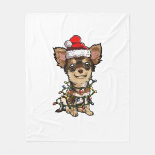 Niedlich Chihuahua Weihnachtsbaum Lichter Xmas Do Fleecedecke