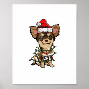 Niedlich Chihuahua Weihnachtsbaum Lichter Xmas Do Poster