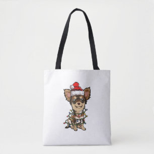 Niedlich Chihuahua Weihnachtsbaum Lichter Xmas Do Tasche
