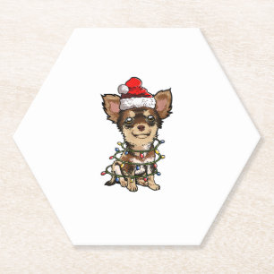 Niedlich Chihuahua Weihnachtsbaum Lichter Xmas Do Untersetzer